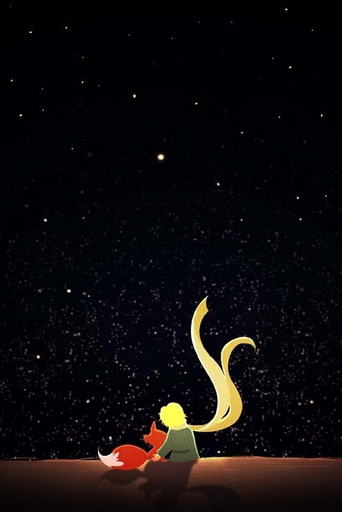 Gece, yıldızlar ve tilki temalı anı görseli